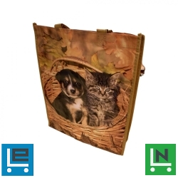Bevásárló táska - Kiscica és kutyus - 31x38x10 cm
