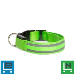 LED-es nyakörv - akkumulátoros - M méret - zöld