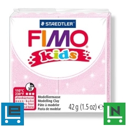 Gyurma, 42 g, égethető, FIMO "Kids", gyöngyház világos rózsaszín