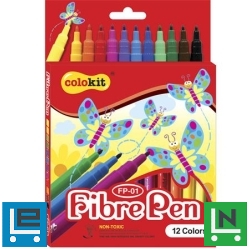 Filctoll készlet, COLOKIT "FibrePen", 12 különböző szín