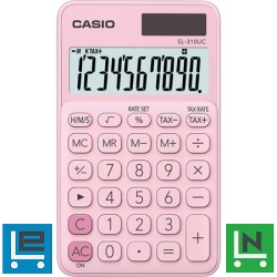 Zsebszámológép, 10 számjegy, CASIO "SL 310K", világos rózsaszín