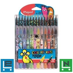 Filctoll és színes ceruza készlet, MAPED "Color`Peps Monster" 12 15 különböző szín