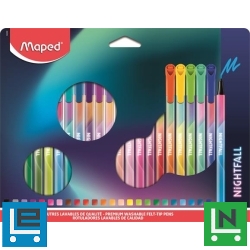 Filctoll készlet, 2,5 mm, kimosható, MAPED "Nightfall", 24 különböző szín