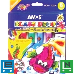 Üvegfóliafesték készlet, AMOS, 6 különböző szín