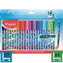 Filctoll készlet, 2 mm, kimosható, MAPED "Color`Peps Ocean Life", 24 különböző szín