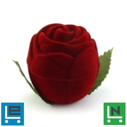 Gyűrűs doboz - Piros rózsa levéllel