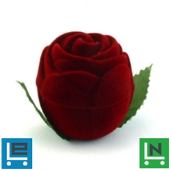 Gyűrűs doboz - Bordó rózsa levéllel