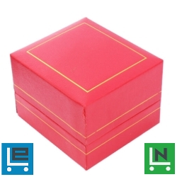 Gyűrűs doboz - Piros műbőr arany csíkkal