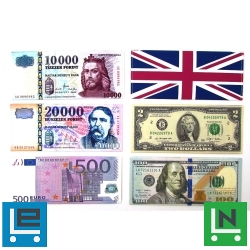 Bankjegyes lappénztárca többféle címletben