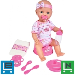 Simba Toys New Born Baby - 6 funkciós, interaktív lány baba 43cm (105039005)