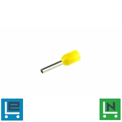 Szigetelt (PA6.6) érvéghüvely, ónozott elektrolitréz, sárga 1mm2, L=16,84mm