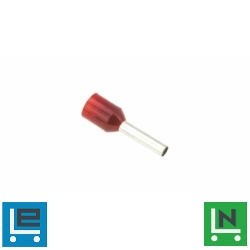 Szigetelt (PA6.6) érvéghüvely, ónozott elektrolitréz, piros 1,5mm2, L=14,6mm