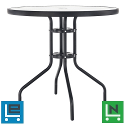 BORGEN TYP 2 kerti asztal, fekete acél edzett üveggel 80x80x70 cm